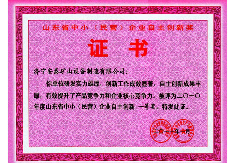 中小企業(yè)自主創(chuàng  )新一等獎