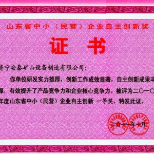中小企業(yè)自主創(chuàng )新一等獎